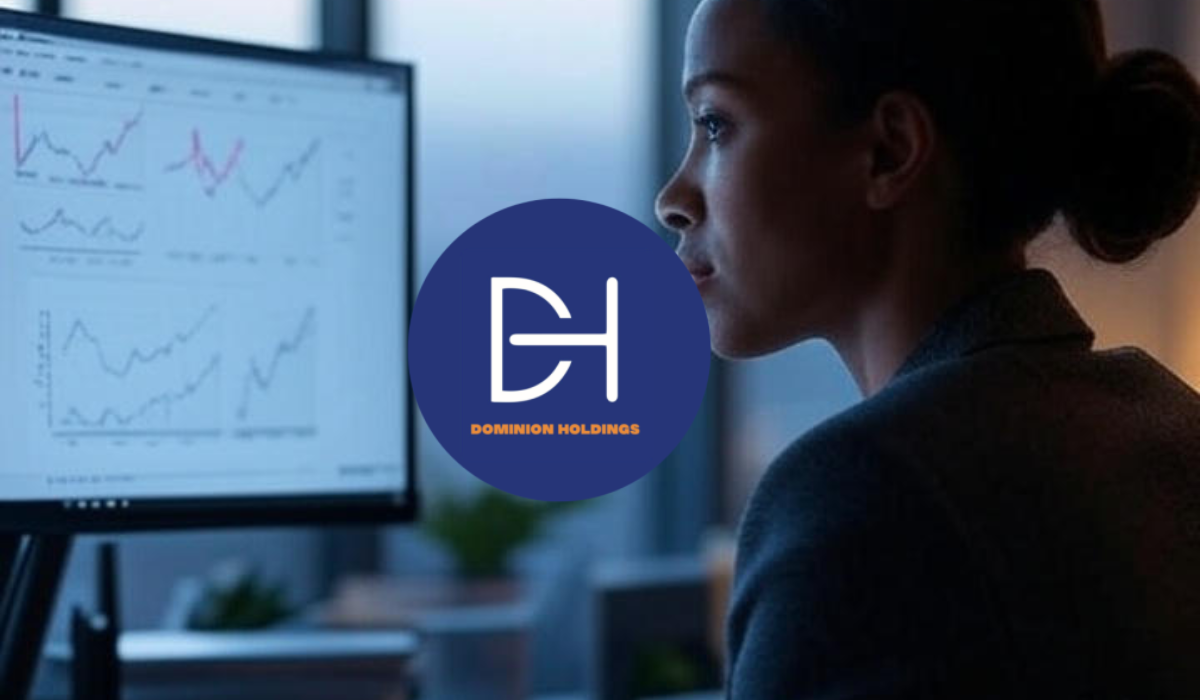A woman working at Dominion Psych, conducting psychometric testing in a professional office setting, surrounded by charts and assessment tools.