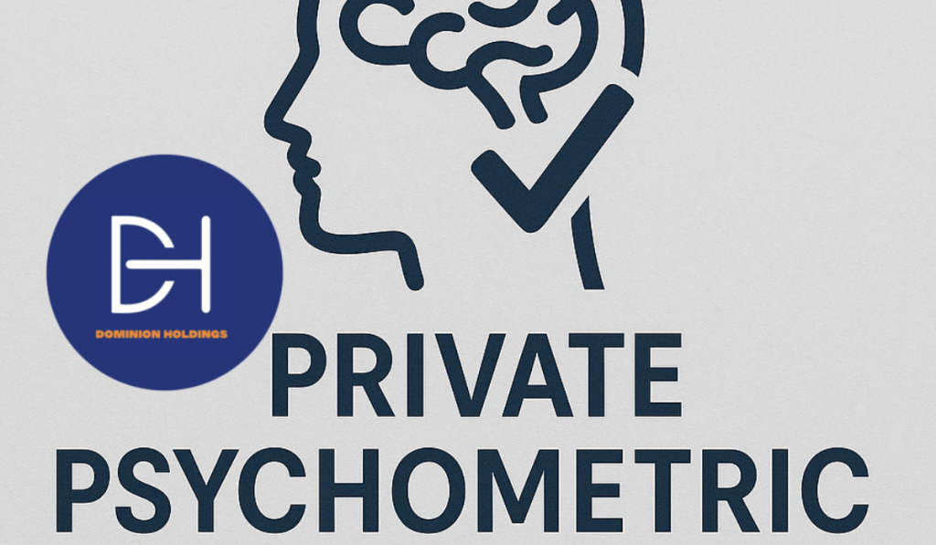 Professional sign showing a profile of a human head with a brain and checkmark icon above the text Private Psychometric Testing Centurion South